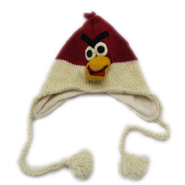 Bonnet en laine Angry bird rouge