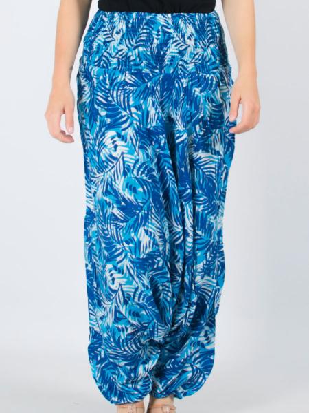 Pantalon sarouel 3 en 1 imprimé jungle bleu turquoise