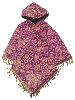 Poncho à capuche fille rose motif cachemire en laine