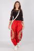 Pantalon sarouel rouge motif tissage traditionnel et spirale