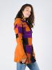 Gilet patchwork long à capuche aux couleurs élément terre