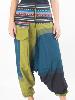 Pantalon sarouel léger bleu pétrole à rayures et motif du Népal