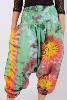 Pantalon sarouel léger à motif tie and dye coloré vert