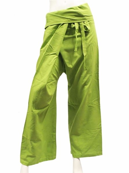 Pantalon yoga thaï vert avec pochette de transport