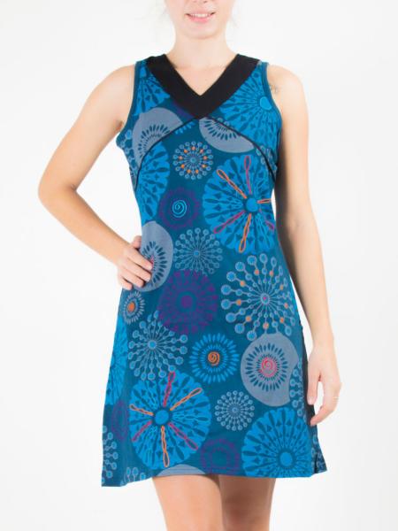 Robe courte bleu à motif mandala