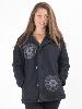 Manteau noir épais doublé polaire à motif sanskrit