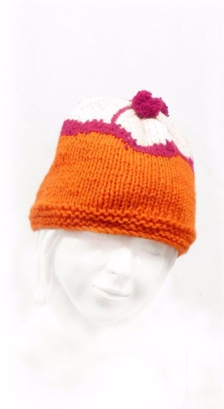 Bonnet chapiteau orange à pompon