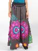 Pantalon jupe-culotte grise à fleurs colorées