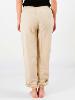 Pantalon bouffant beige uni à coupe ajustée