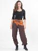 Pantalon bouffant marron à ceinture double bride