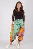 Pantalon sarouel léger à motif tie and dye coloré vert