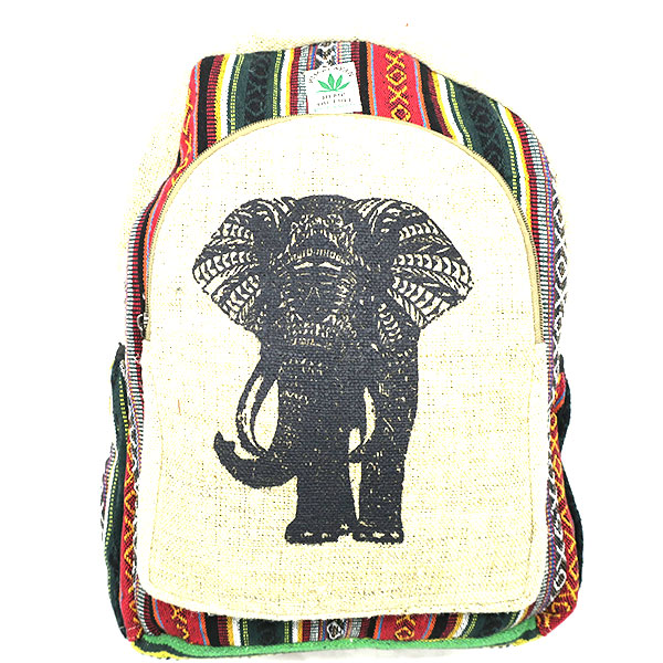 Sac à dos chanvre Himalayan - motif éléphant 