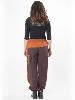 Pantalon bouffant marron à ceinture double bride