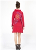 Robe rouge avec manches motif paisley et mandala