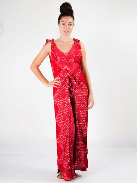 Combi pantalon rouge à motif oriental ethnique chic