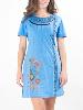 Robe bleue asymétrique avec motif ethnique rayon de lune