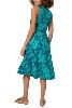 Robe fluide portefeuille sans manche motif floral turquoise