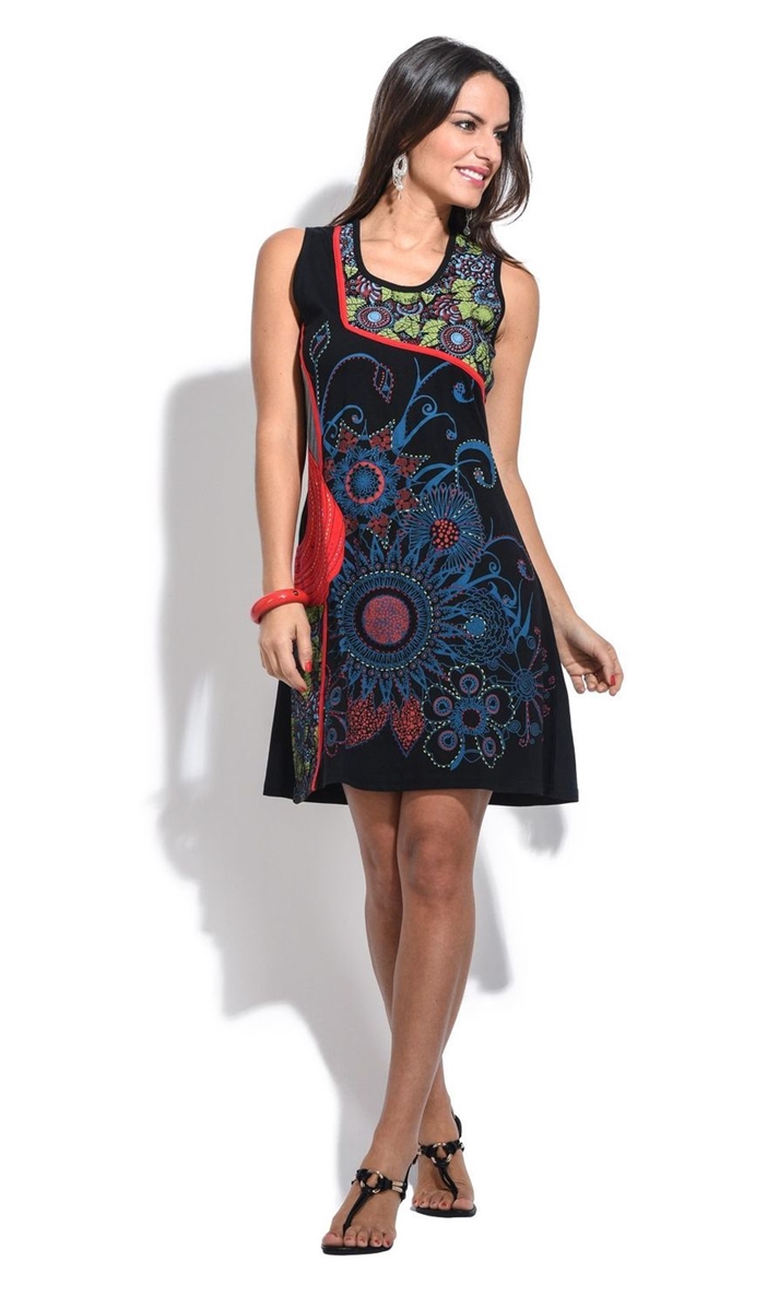 Robe noire à motifs blancs Taille S/36