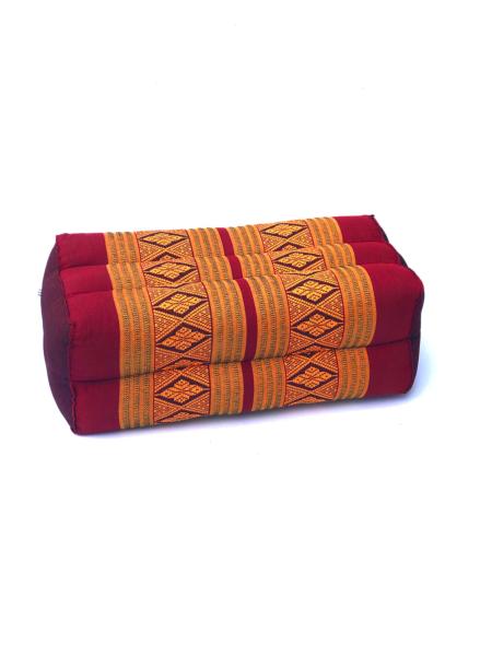 Zabuton - Coussin yoga et méditation bordeaux et orange motif ethnique