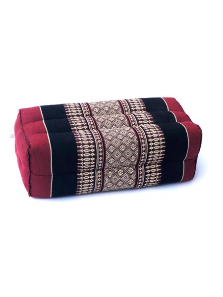 Zabuton - Coussin yoga et méditation noir et bordeaux motif traditionnel