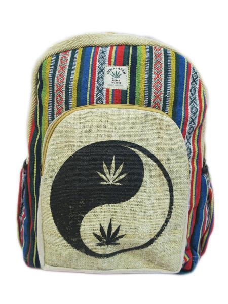 Grand sac à dos chanvre Himalayan - motif yin-yang - Sac XL