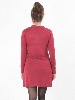 Robe bordeaux manches longues au col mao avec broderies