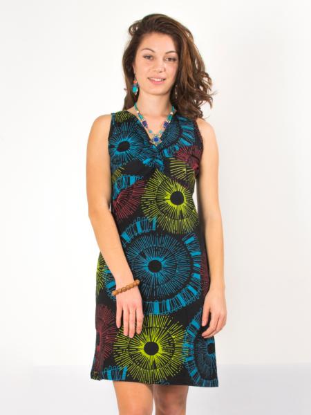 Robe noire à motif feux d'artifices multicolores