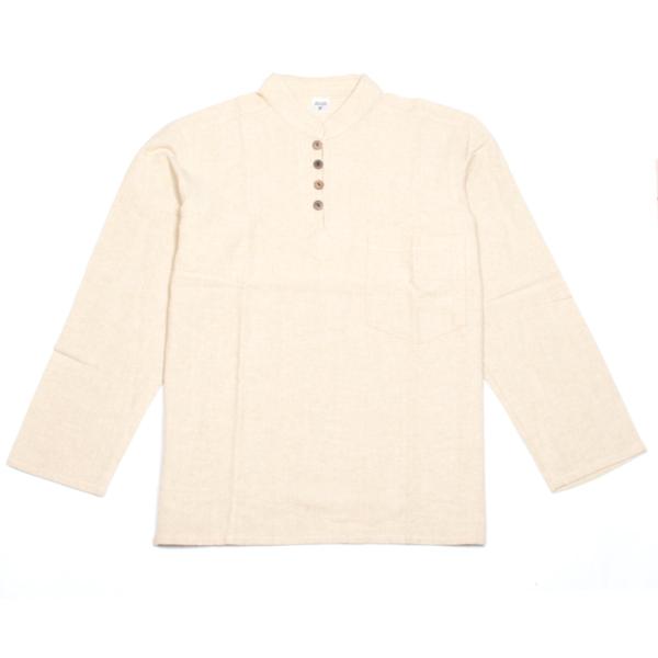 Chemise beige ethnique à manches longues