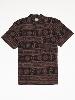 Chemise col mao manche courte marron motif Om sanskrit