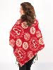 Poncho reversible rouge à motif Ohm hindi