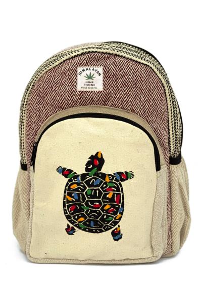 Petit sac à dos de chanvre Himalayan - motif tortue