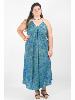 Robe longue dos nu colorée à motif paisley bleu vert