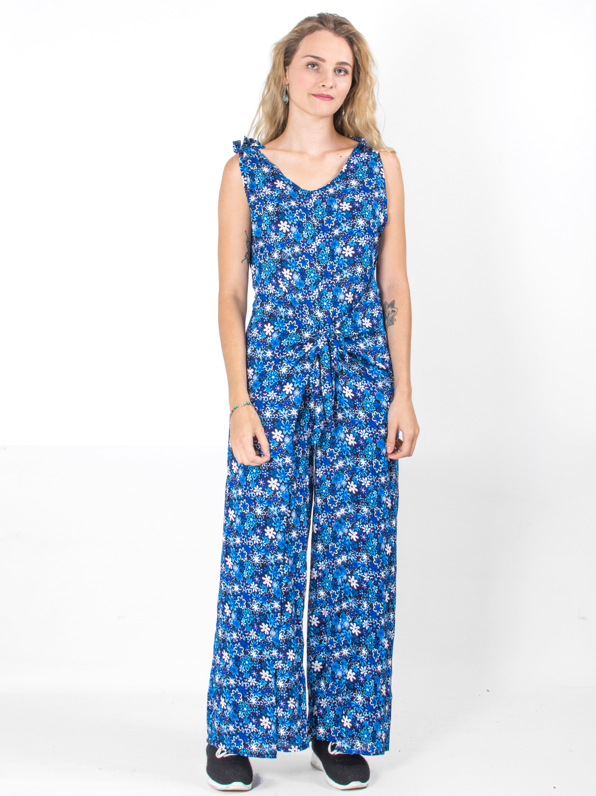 Combi fleurie bleue et blanche style hippie chic