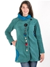 Manteau turquoise ethnique et chic au boutons colorées