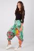 Pantalon sarouel léger à motif tie and dye coloré vert