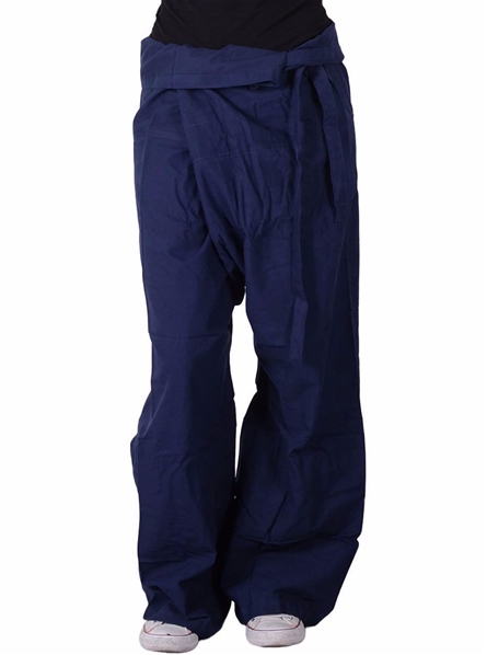Pantalon thaï bleu marine avec pochette de transport