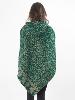 Poncho à capuche vert à grand motif cachemire en laine