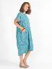 Robe midi ample et droite imprimée turquoise motif paisley