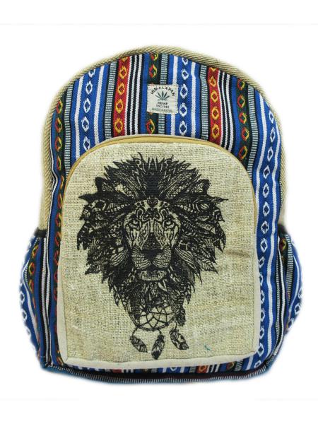 Grand sac à dos chanvre Himalayan - motif lion - Sac XL