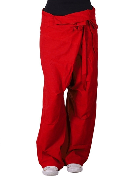 Pantalon yoga thaï rouge avec pochette de transport