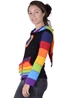 Gilet noir/rainbow à capuche lutin en coton népalais