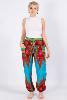 Pantalon bouffant turquoise à motif oriental milles et une nuits