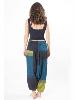 Pantalon sarouel léger bleu pétrole à rayures et motif du Népal