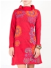 Robe rouge avec manches motif paisley et mandala