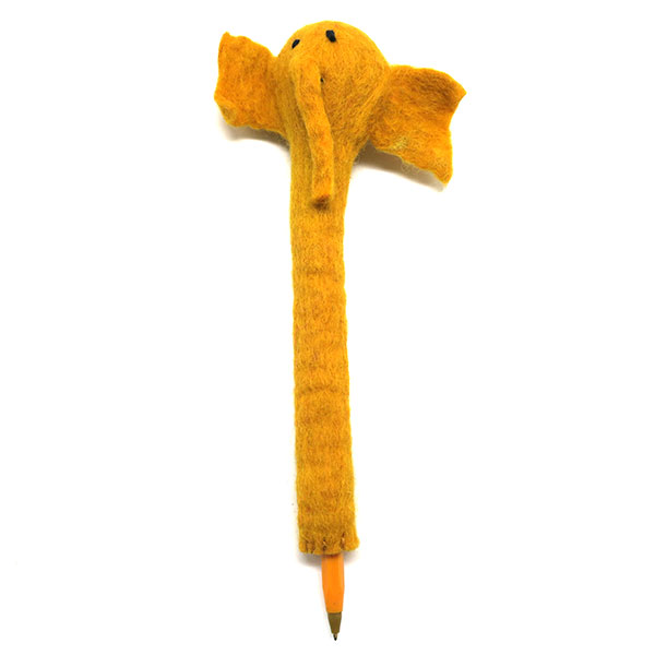 Cache-crayon éléphant orange - accessoire ethnique