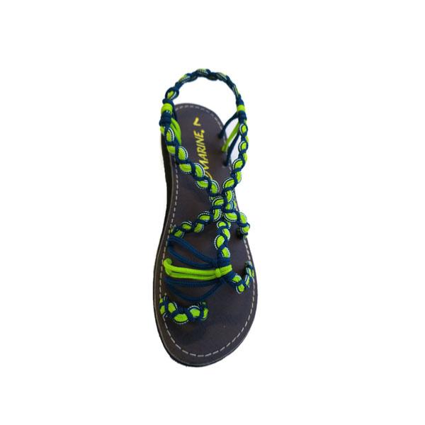 Sandales anis et bleu marine lanières tressés au style ethnique