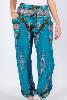 Pantalon bouffant turquoise à motif oriental milles et une nuits