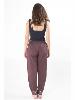 Pantalon marron coton brodé motif népalais