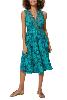 Robe fluide portefeuille sans manche motif floral turquoise