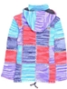 Veste en patchworks turquoise, violet et rouge en laine